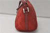 Authentic GUCCI Vintage Hand Bag Pouch Purse GG Canvas Leather 07198 Red J2818