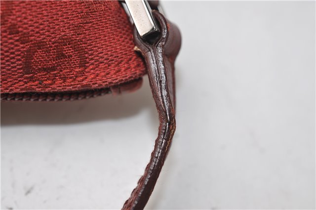 Authentic GUCCI Vintage Hand Bag Pouch Purse GG Canvas Leather 07198 Red J2818