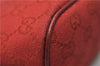 Authentic GUCCI Vintage Hand Bag Pouch Purse GG Canvas Leather 07198 Red J2818