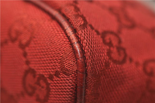 Authentic GUCCI Vintage Hand Bag Pouch Purse GG Canvas Leather 07198 Red J2818