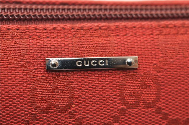 Authentic GUCCI Vintage Hand Bag Pouch Purse GG Canvas Leather 07198 Red J2818