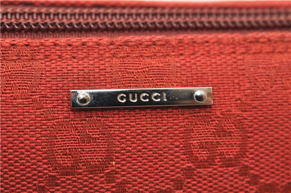 Authentic GUCCI Vintage Hand Bag Pouch Purse GG Canvas Leather 07198 Red J2818