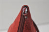 Authentic GUCCI Vintage Hand Bag Pouch Purse GG Canvas Leather 07198 Red J2818