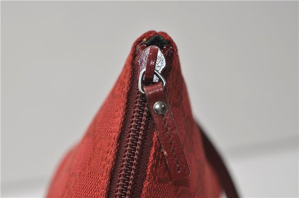 Authentic GUCCI Vintage Hand Bag Pouch Purse GG Canvas Leather 07198 Red J2818
