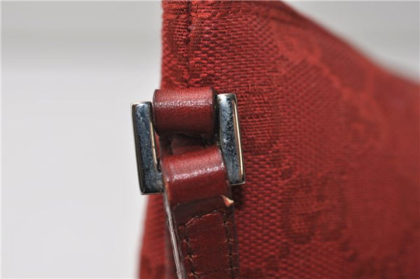 Authentic GUCCI Vintage Hand Bag Pouch Purse GG Canvas Leather 07198 Red J2818