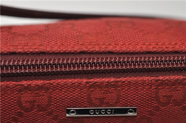 Authentic GUCCI Vintage Hand Bag Pouch Purse GG Canvas Leather 07198 Red J2818