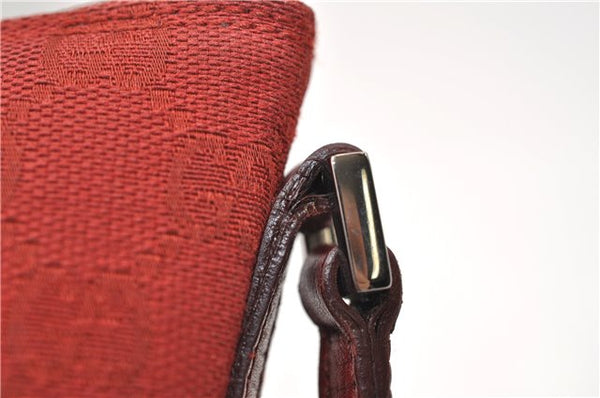 Authentic GUCCI Vintage Hand Bag Pouch Purse GG Canvas Leather 07198 Red J2818