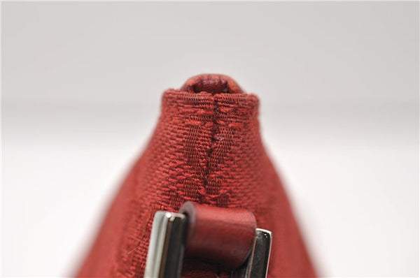 Authentic GUCCI Vintage Hand Bag Pouch Purse GG Canvas Leather 07198 Red J2818