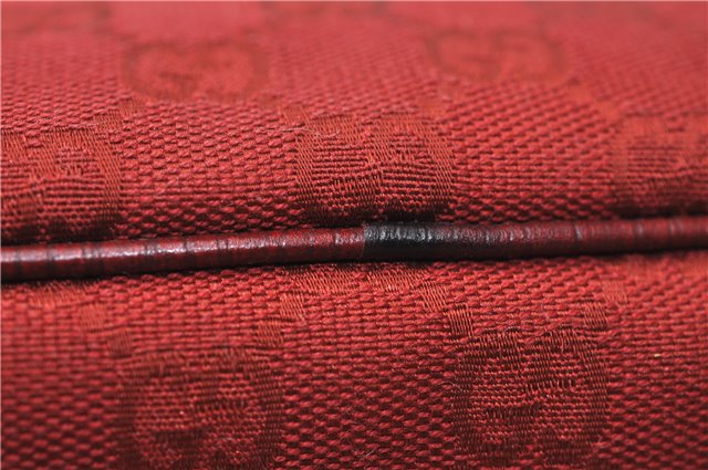 Authentic GUCCI Vintage Hand Bag Pouch Purse GG Canvas Leather 07198 Red J2818