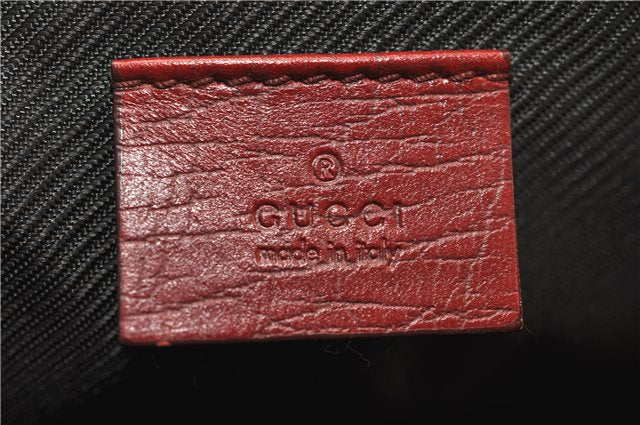 Authentic GUCCI Vintage Hand Bag Pouch Purse GG Canvas Leather 07198 Red J2818