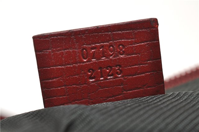 Authentic GUCCI Vintage Hand Bag Pouch Purse GG Canvas Leather 07198 Red J2818