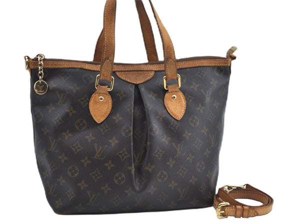 Authentic Louis Vuitton Monogram Palermo PM Shoulder Tote Bag M40145 LV J2830