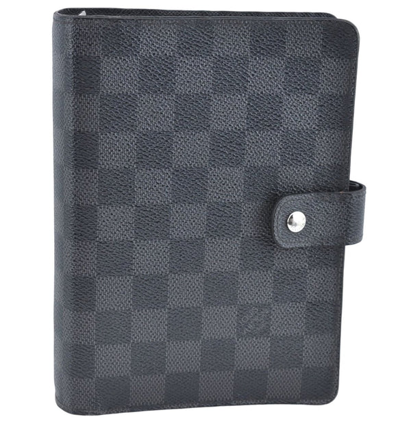 Authentic Louis Vuitton Damier Graphite Agenda MM Notebook Cover R20242 LV J2857