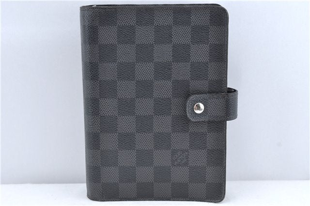 Authentic Louis Vuitton Damier Graphite Agenda MM Notebook Cover R20242 LV J2857