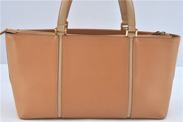 Authentic BURBERRY Vintage Leather Hand Bag Purse Beige J2880