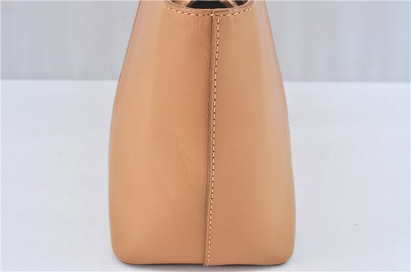 Authentic BURBERRY Vintage Leather Hand Bag Purse Beige J2880