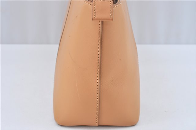 Authentic BURBERRY Vintage Leather Hand Bag Purse Beige J2880