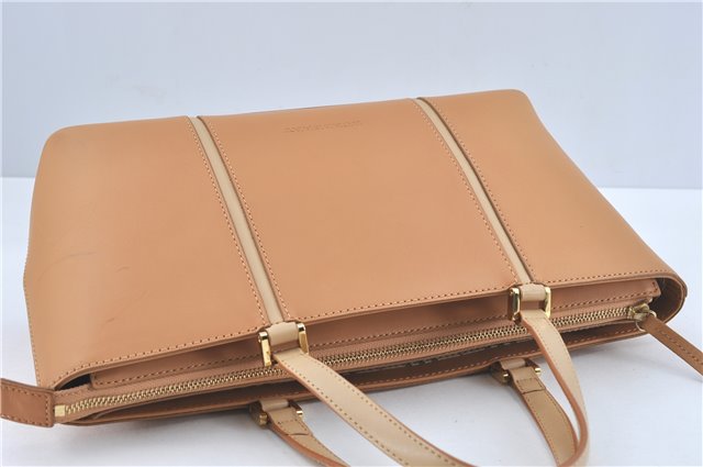 Authentic BURBERRY Vintage Leather Hand Bag Purse Beige J2880