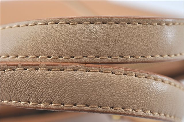 Authentic BURBERRY Vintage Leather Hand Bag Purse Beige J2880
