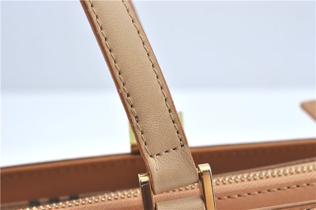 Authentic BURBERRY Vintage Leather Hand Bag Purse Beige J2880