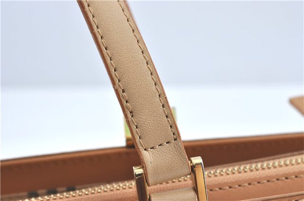Authentic BURBERRY Vintage Leather Hand Bag Purse Beige J2880