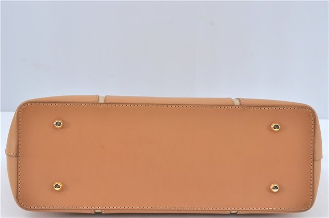Authentic BURBERRY Vintage Leather Hand Bag Purse Beige J2880