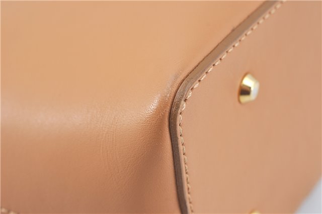 Authentic BURBERRY Vintage Leather Hand Bag Purse Beige J2880