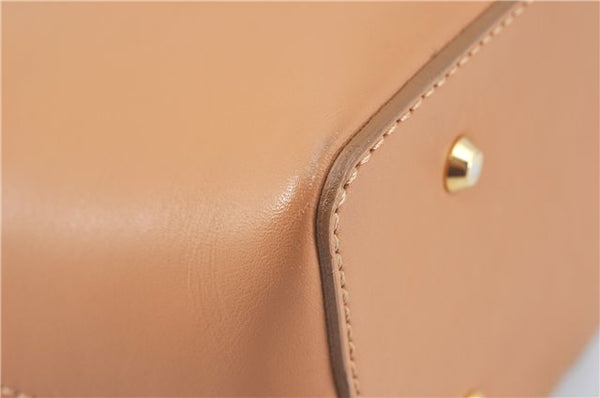 Authentic BURBERRY Vintage Leather Hand Bag Purse Beige J2880