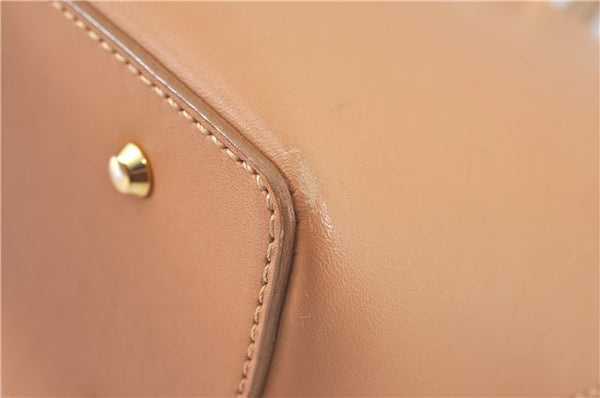 Authentic BURBERRY Vintage Leather Hand Bag Purse Beige J2880