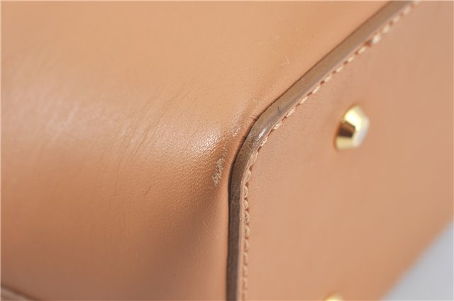 Authentic BURBERRY Vintage Leather Hand Bag Purse Beige J2880