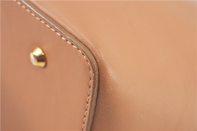 Authentic BURBERRY Vintage Leather Hand Bag Purse Beige J2880