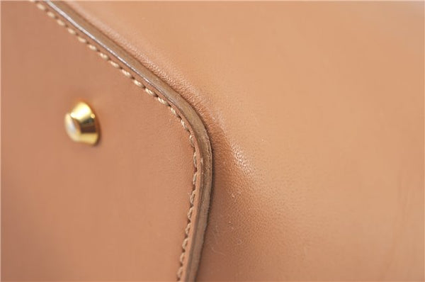 Authentic BURBERRY Vintage Leather Hand Bag Purse Beige J2880