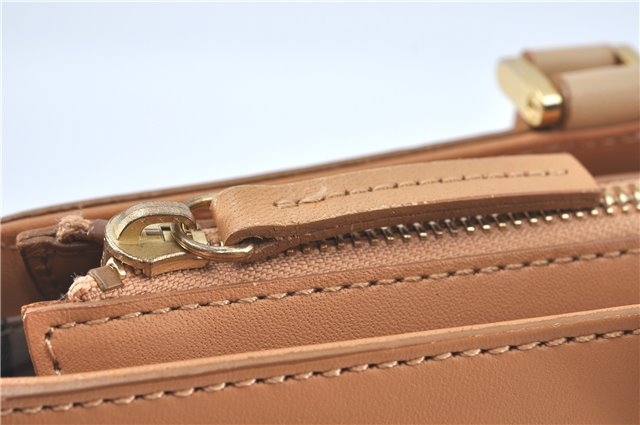 Authentic BURBERRY Vintage Leather Hand Bag Purse Beige J2880