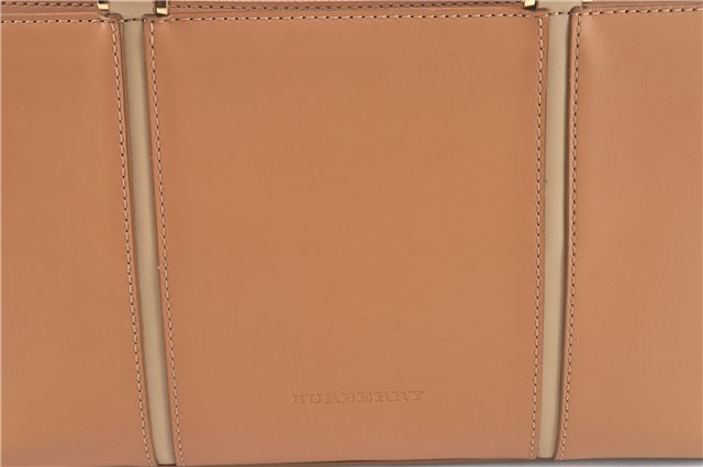 Authentic BURBERRY Vintage Leather Hand Bag Purse Beige J2880