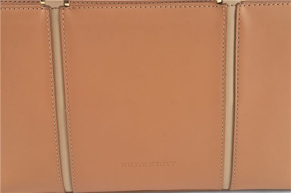 Authentic BURBERRY Vintage Leather Hand Bag Purse Beige J2880