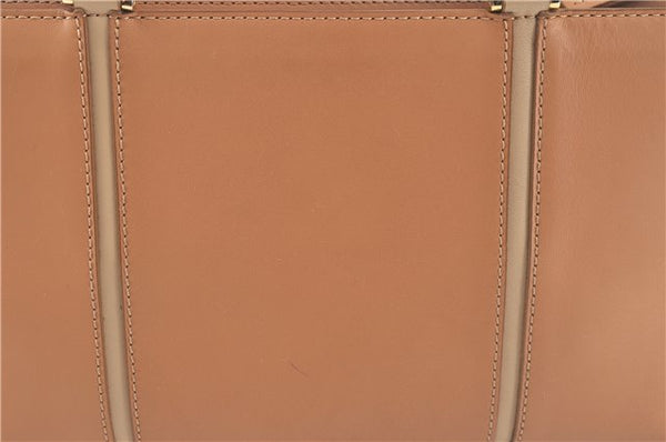Authentic BURBERRY Vintage Leather Hand Bag Purse Beige J2880