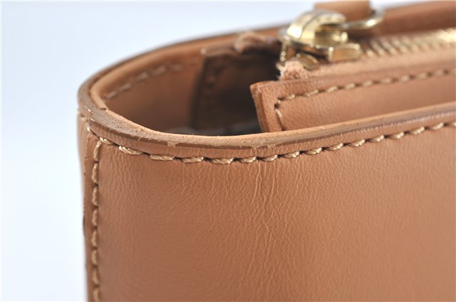 Authentic BURBERRY Vintage Leather Hand Bag Purse Beige J2880