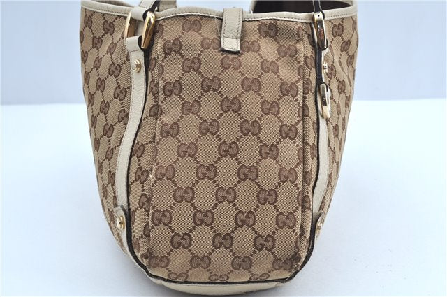 Authentic GUCCI Abbey Shoulder Tote Bag GG Canvas Leather 130736 Brown J2888