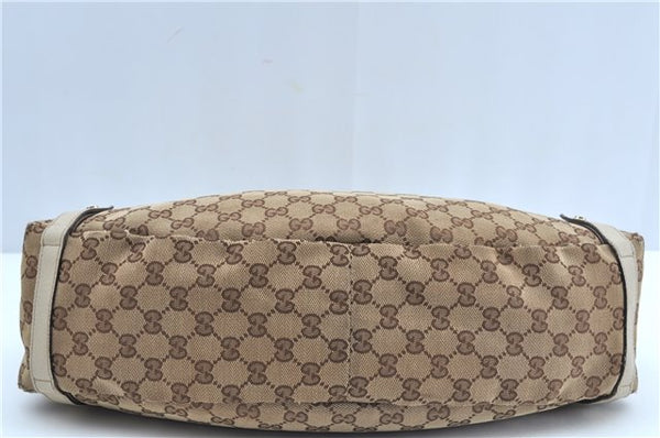 Authentic GUCCI Abbey Shoulder Tote Bag GG Canvas Leather 130736 Brown J2888