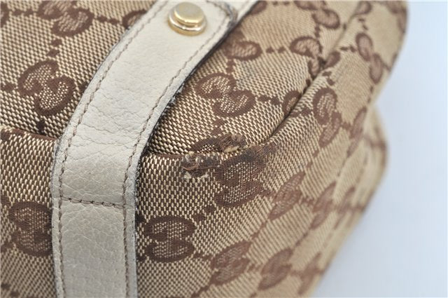 Authentic GUCCI Abbey Shoulder Tote Bag GG Canvas Leather 130736 Brown J2888