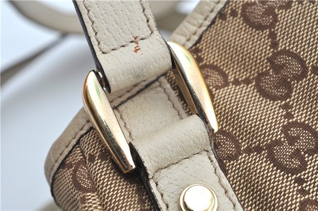 Authentic GUCCI Abbey Shoulder Tote Bag GG Canvas Leather 130736 Brown J2888