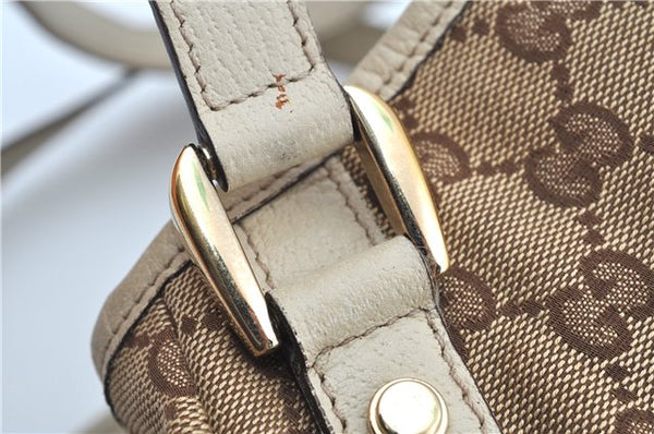 Authentic GUCCI Abbey Shoulder Tote Bag GG Canvas Leather 130736 Brown J2888