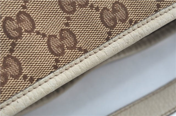 Authentic GUCCI Abbey Shoulder Tote Bag GG Canvas Leather 130736 Brown J2888