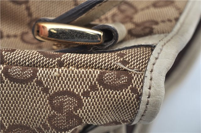 Authentic GUCCI Abbey Shoulder Tote Bag GG Canvas Leather 130736 Brown J2888