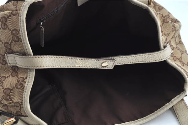 Authentic GUCCI Abbey Shoulder Tote Bag GG Canvas Leather 130736 Brown J2888