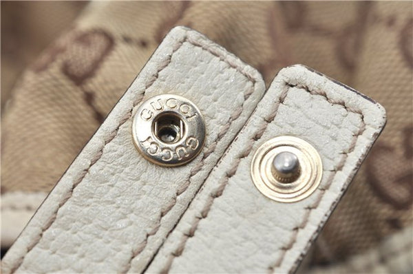 Authentic GUCCI Abbey Shoulder Tote Bag GG Canvas Leather 130736 Brown J2888