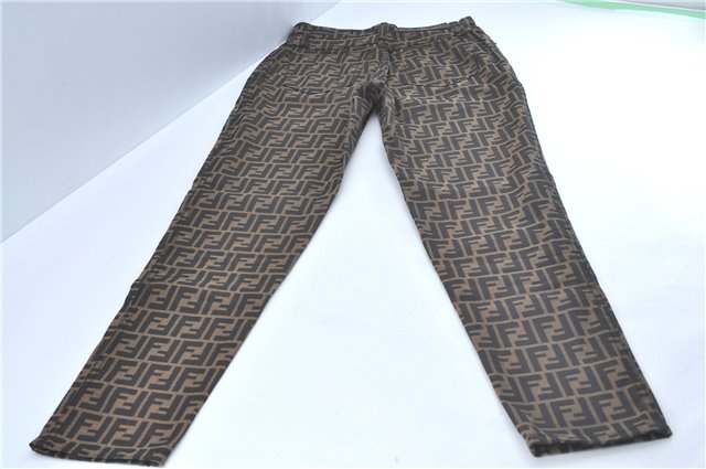 Authentic FENDI Zucca Pants Canvas USA Size 26inches Brown Black J2893