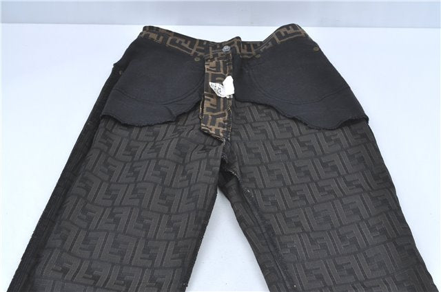 Authentic FENDI Zucca Pants Canvas USA Size 26inches Brown Black J2893