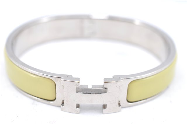 Authentic HERMES Bangle ClicH Silver Yellow J2911