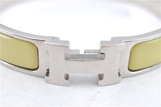 Authentic HERMES Bangle ClicH Silver Yellow J2911